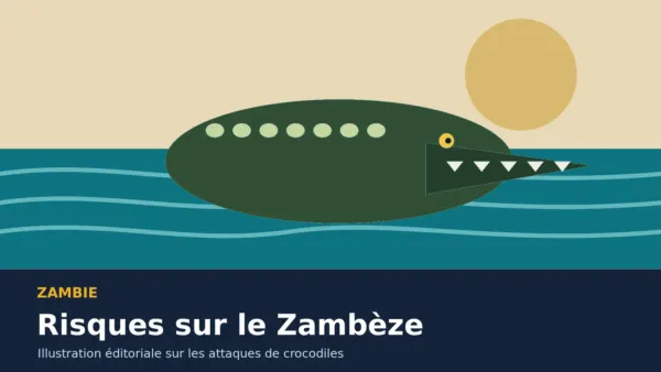 Illustration d’un crocodile dans le Zambèze en Zambie